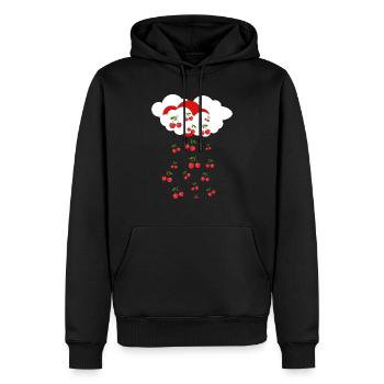Pluie de cerises - Sweat à capuche Premium bio Homme - noir - Devant - Nico (187cm)