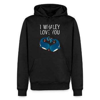 I Whaley Love You - Blue Whale Valentine’s Day Love - Sweat à capuche Premium bio Homme - noir - Devant - Nico (187cm)