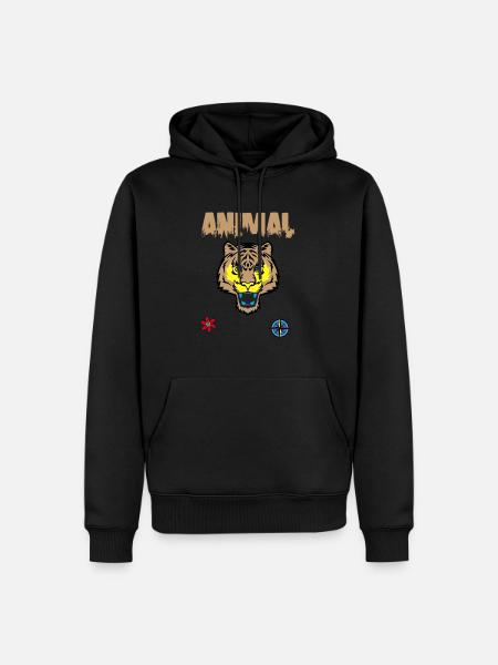 tiger face drawing - Men’s Premium Organic Hoodie - black