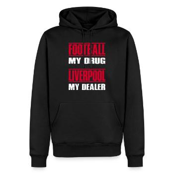 Liverpool - Männer Premium Bio Hoodie - Schwarz - Vorne - Nico (187cm)