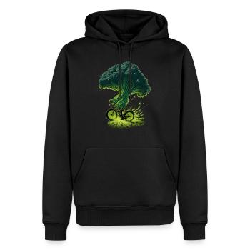 Broccoli rides a bike - Men’s Premium Organic Hoodie - black - Front - Nico (187cm)