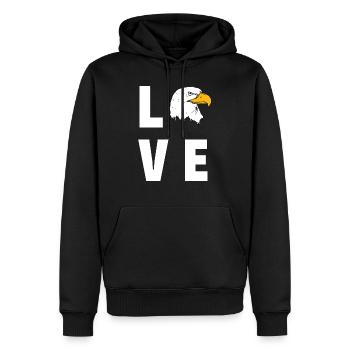 Aigle d’amour - Sweat à capuche Premium bio Homme - noir - Devant - Nico (187cm)