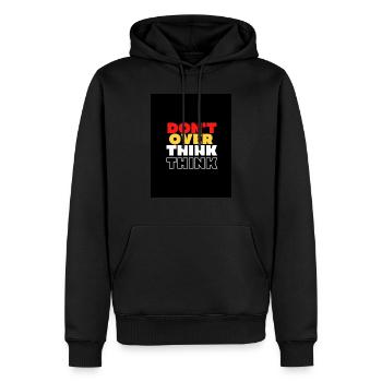 DENKEN SIE NICHT ZU VIEL NACH - Männer Premium Bio Hoodie - Schwarz - Vorne - Nico (187cm)