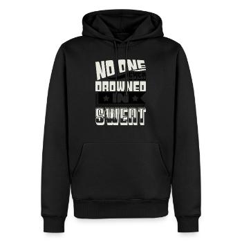 PERSONNE NE SE NOIE JAMAIS DANS LA SUEUR - Sweat à capuche Premium bio Homme - noir - Devant - Nico (187cm)