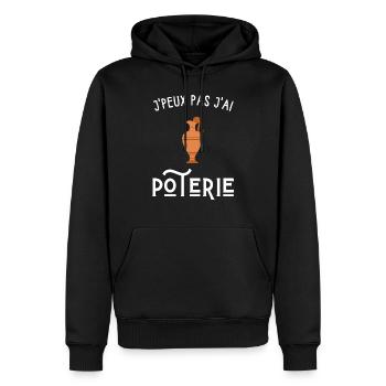 je peux pas j'ai poterie - Sweat à capuche Premium bio Homme - noir - Devant - Nico (187cm)
