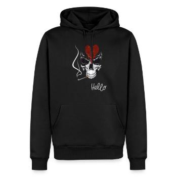Skull mit Zigarette - Männer Premium Bio Hoodie - Schwarz - Vorne - Nico (187cm)