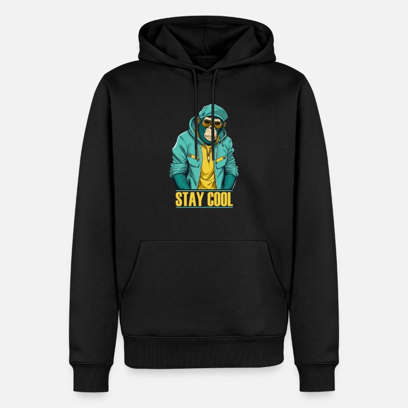 Cool Monkey Restez cool - Sweat à capuche Premium bio Homme - noir