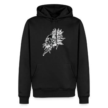 Schädel // Blume // Illustration - Männer Premium Bio Hoodie - Schwarz - Vorne - Nico (187cm)