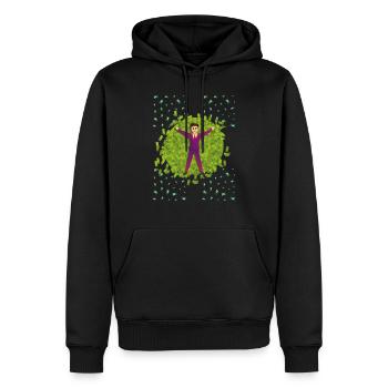 Geld - Männer Premium Bio Hoodie - Schwarz - Vorne - Nico (187cm)
