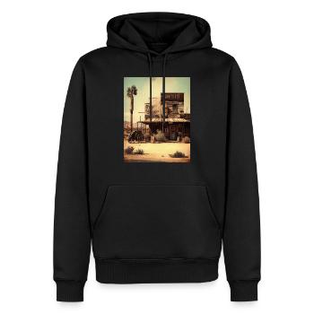 Retro-Cowboy-Dorf - Männer Premium Bio Hoodie - Schwarz - Vorne - Nico (187cm)