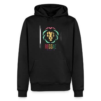 Reggae le Lion - Sweat à capuche Premium bio Homme - noir - Devant - Nico (187cm)
