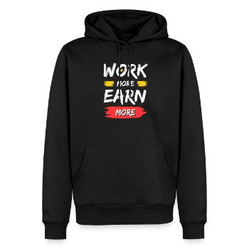 Travailler plus Gagner Plus - Sweat à capuche Premium bio Homme - noir - Devant - Nico (187cm)