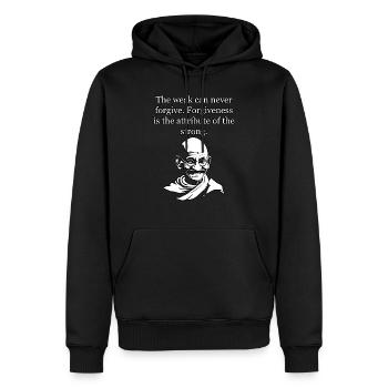 Gandhi: Forgiveness is the attribute of the strong - Men’s Premium Organic Hoodie - black - Front - Nico (187cm)