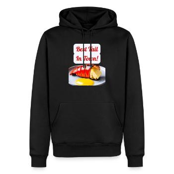 Funny Lobster design "Best Tail in Town!" - Men’s Premium Organic Hoodie - black - Front - Nico (187cm)