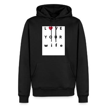 WIFE - Sweat à capuche Premium bio Homme - noir - Devant - Nico (187cm)
