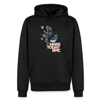 Machen Sie den heutigen Tag episch - Männer Premium Bio Hoodie - Schwarz - Vorne - Nico (187cm)
