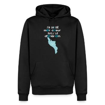 Jai laissé mon cœur à l'île d'Oléron 1 - Sweat à capuche Premium bio Homme - noir - Devant - Nico (187cm)