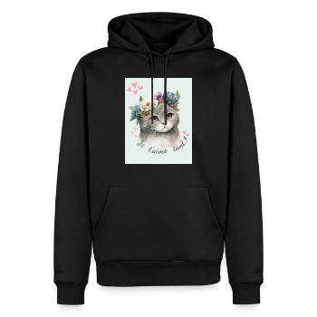 Je t aime tant - Sweat à capuche Premium bio Homme - noir - Devant - Nico (187cm)