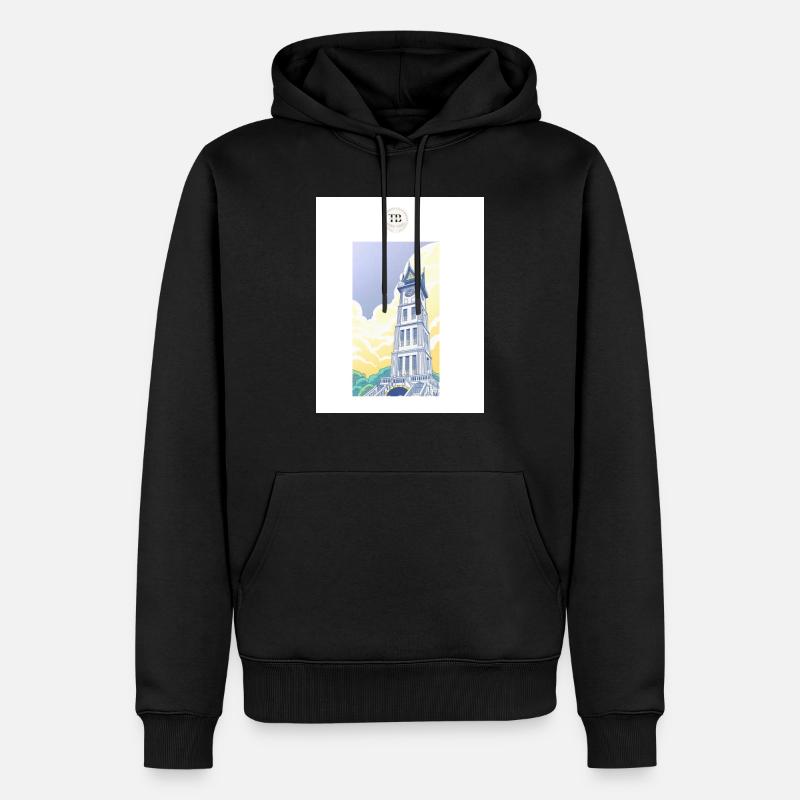 Blue Clock L - Männer Premium Bio Hoodie - Schwarz