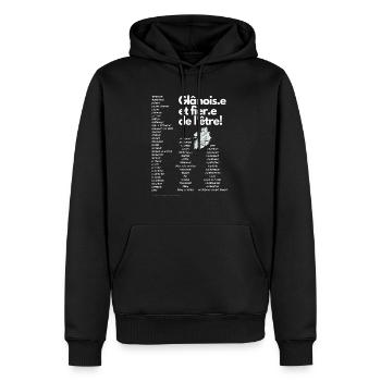 Glânois.e et fier.e de l être! - Sweat à capuche Premium bio Homme - noir - Devant - Nico (187cm)