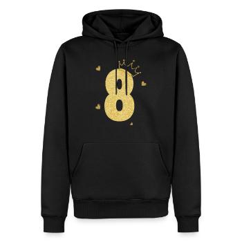 Goldene Krone zum 8-jährigen Jubiläum - Männer Premium Bio Hoodie - Schwarz - Vorne - Nico (187cm)