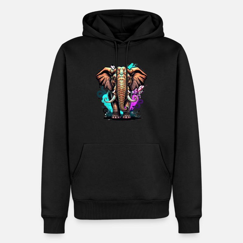 Graffiti éléphant - Sweat à capuche Premium bio Homme - noir