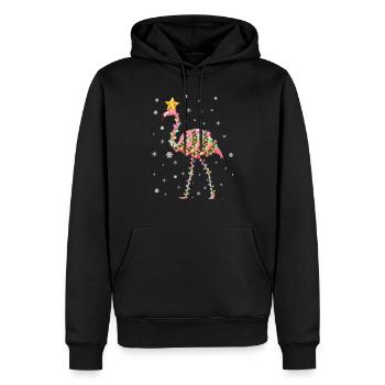 Niedliche rosa Flamingo-Weihnachtsbeleuchtung - Männer Premium Bio Hoodie - Schwarz - Vorne - Nico (187cm)