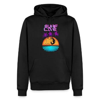 Surf Live - Men’s Premium Organic Hoodie - black - Front - Nico (187cm)