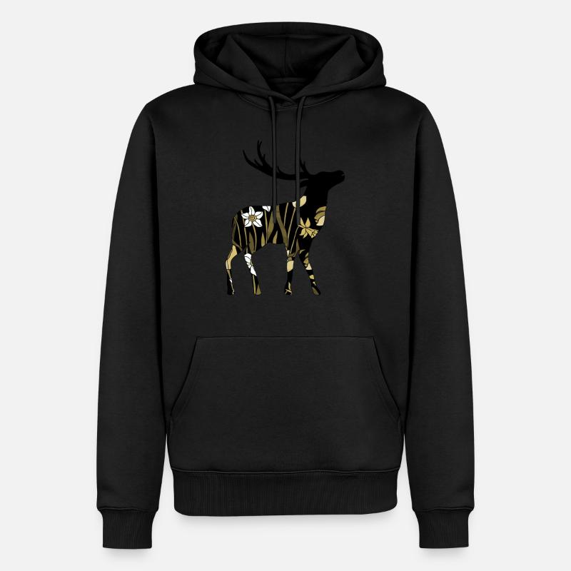 Hirsch - Männer Premium Bio Hoodie - Schwarz