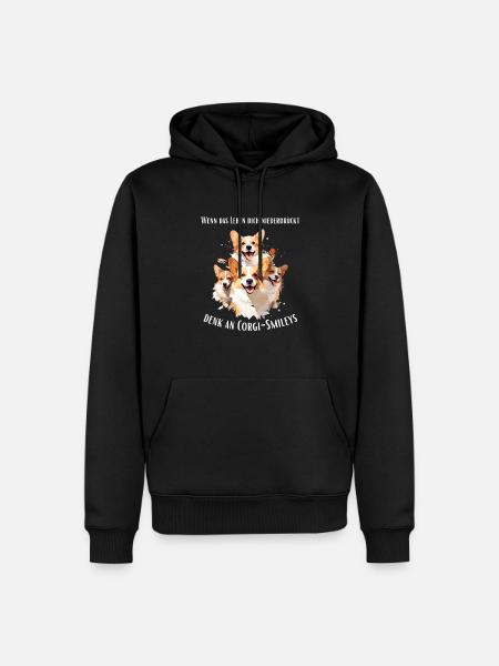 Strahlende Momente: Corgi-Smileys! - Männer Premium Bio Hoodie - Schwarz