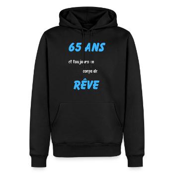 65 ans et toujours un corps de rêve - Sweat à capuche Premium bio Homme - noir - Devant - Nico (187cm)