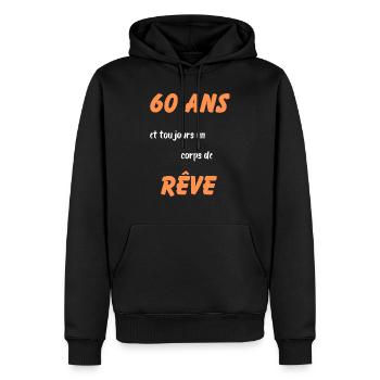 60 ans et toujours un corps de rêve - Sweat à capuche Premium bio Homme - noir - Devant - Nico (187cm)