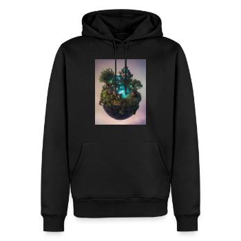 Petit village elfe sur une île - Sweat à capuche Premium bio Homme - noir - Devant - Nico (187cm)