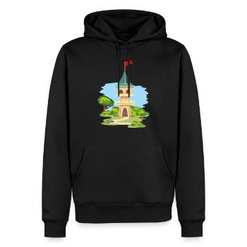 Château caricatural - Sweat à capuche Premium bio Homme - noir - Devant - Nico (187cm)