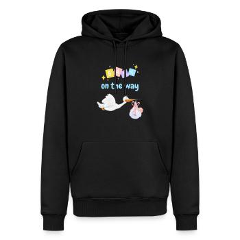 Baby on the way mit Storch 2 - blau - Männer Premium Bio Hoodie - Schwarz - Vorne - Nico (187cm)