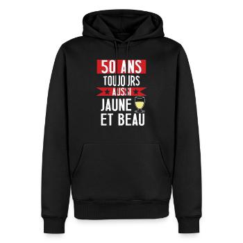 50 ans cadeau anniversaire homme humour beauf - Sweat à capuche Premium bio Homme - noir - Devant - Nico (187cm)