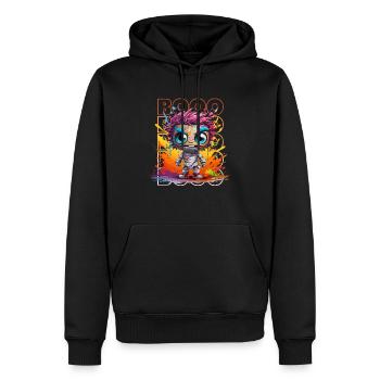 Chibi Shuffle & Booo! T-shirt Zombie loufoque ! - Sweat à capuche Premium bio Homme - noir - Devant - Nico (187cm)
