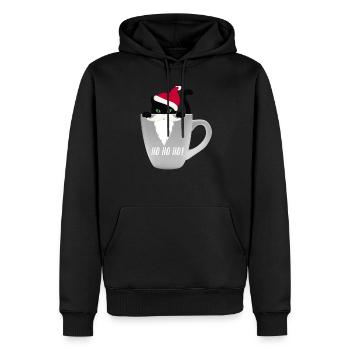 Weihnachten Kater Weihnachtsmütze Bart Lustig - Männer Premium Bio Hoodie - Schwarz - Vorne - Nico (187cm)