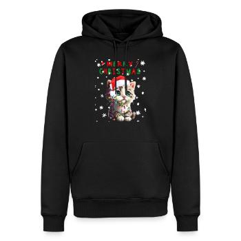 Christmas Cat - Men’s Premium Organic Hoodie - black - Front - Nico (187cm)
