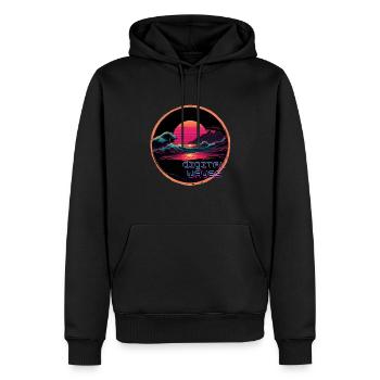 Ondes numériques - Sweat à capuche Premium bio Homme - noir - Devant - Nico (187cm)