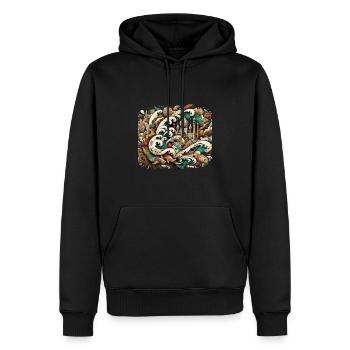 vagues recouvrant un palais inspiré d'art persan - Sweat à capuche Premium bio Homme - noir - Devant - Nico (187cm)
