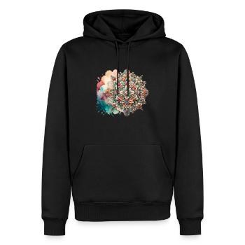 Farbenfrohes florales Mandala-Muster, inspiriert von persischer Kunst - Männer Premium Bio Hoodie - Schwarz - Vorne - Nico (187cm)