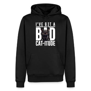 Funny Cat Bad Black Cat - Bad Cat-itude Design - Männer Premium Bio Hoodie - Schwarz - Vorne - Nico (187cm)