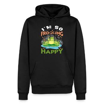 I´m so Frogging Happy - Männer Premium Bio Hoodie - Schwarz - Vorne - Nico (187cm)
