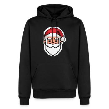 Père Noël 8 bits / Joyeux Noël / Pixel Art - Sweat à capuche Premium bio Homme - noir - Devant - Nico (187cm)