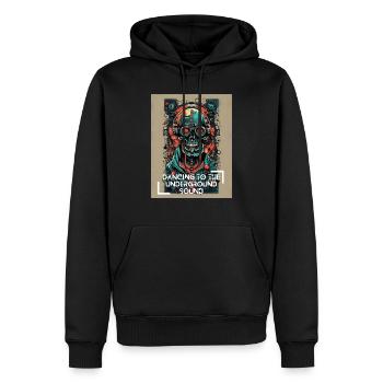 Danser au son de l’underground - Sweat à capuche Premium bio Homme - noir - Devant - Nico (187cm)
