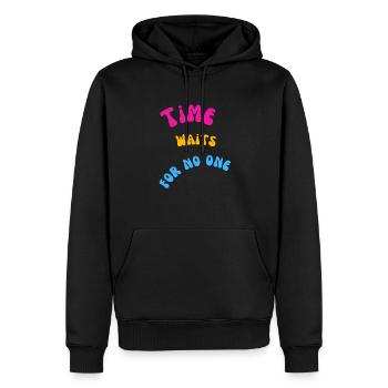 Time - Men’s Premium Organic Hoodie - black - Front - Nico (187cm)