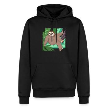 Entspanntes Hängen - Männer Premium Bio Hoodie - Schwarz - Vorne - Nico (187cm)