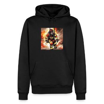 Pompiers - Sweat à capuche Premium bio Homme - noir - Devant - Nico (187cm)