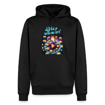 Bitcoin Standard - Männer Premium Bio Hoodie - Schwarz - Vorne - Nico (187cm)